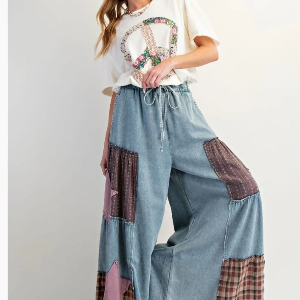 🆕 Easel Wide-Leg Patchwork Pants 👖 - Picture 2 of 9